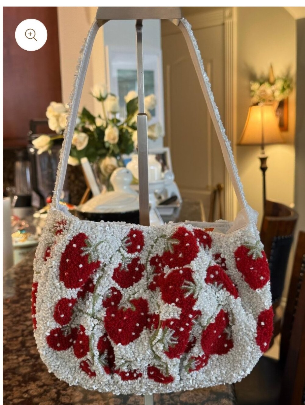 Viral Handcrafted Strawberry Beaded Shoulder Bag Purse Cottagecore NWT - Picture 1 of 14